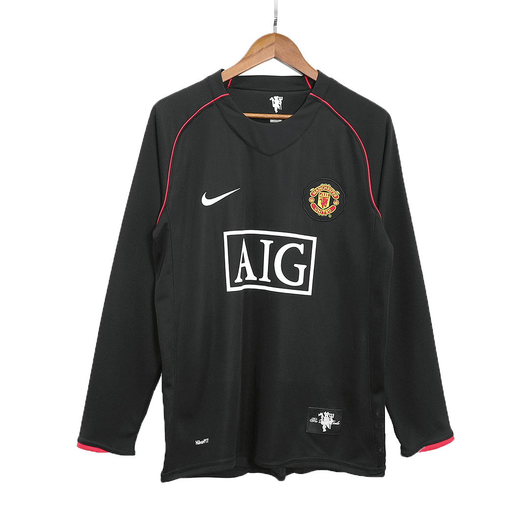 Tricouri Fotbal Vintage Manchester United RONALDO #7 Deplasare 2007/08 Mânecă Lungă
