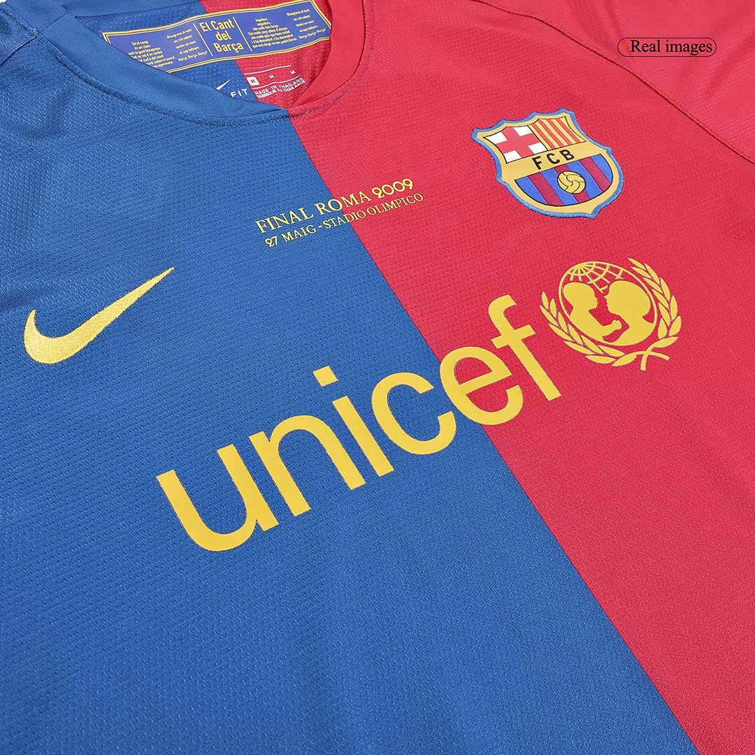 Tricouri Fotbal Vintage Barcelona Acasă 2008/09 Mânecă Lungă - UCL Final