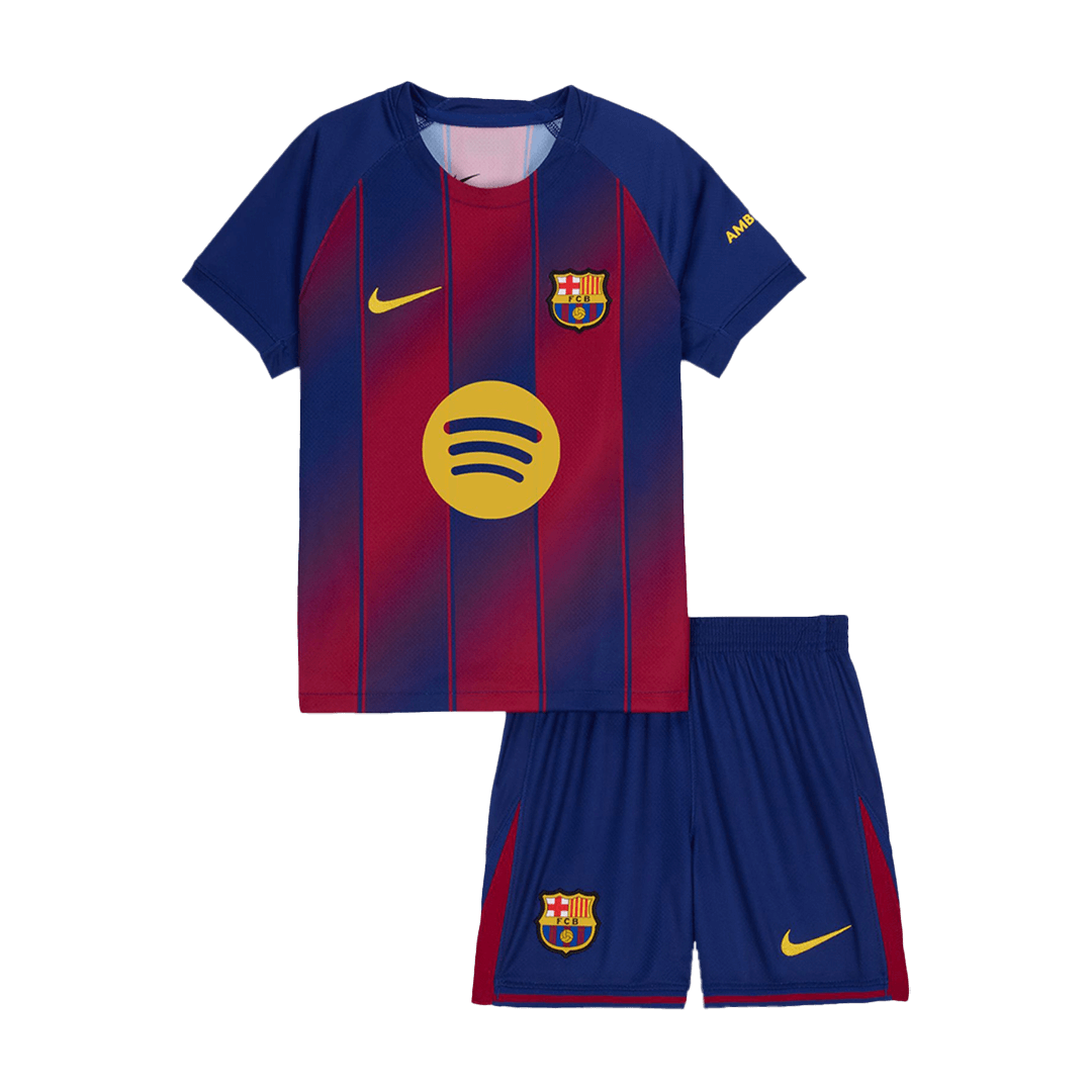 Set Tricouri Fotbal Barcelona Acasă 2025/26 Pentru Copii - Premium